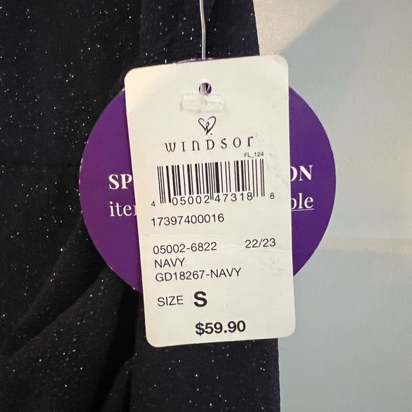 NWT Windsor Kalyn formal glitter faux wrap long dress size S - Picture 8 of 12